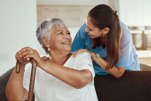 senior woman with caregiver