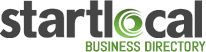 The logo for startlocal business directory is black and green.