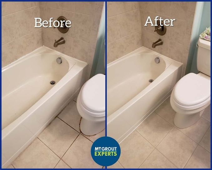 Before-and-after bathroom photo showing a toilet moved closer to the bathtub for accessibility.