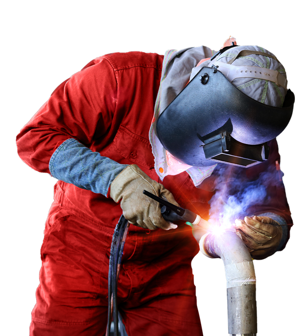 Worker Man Welding Piping