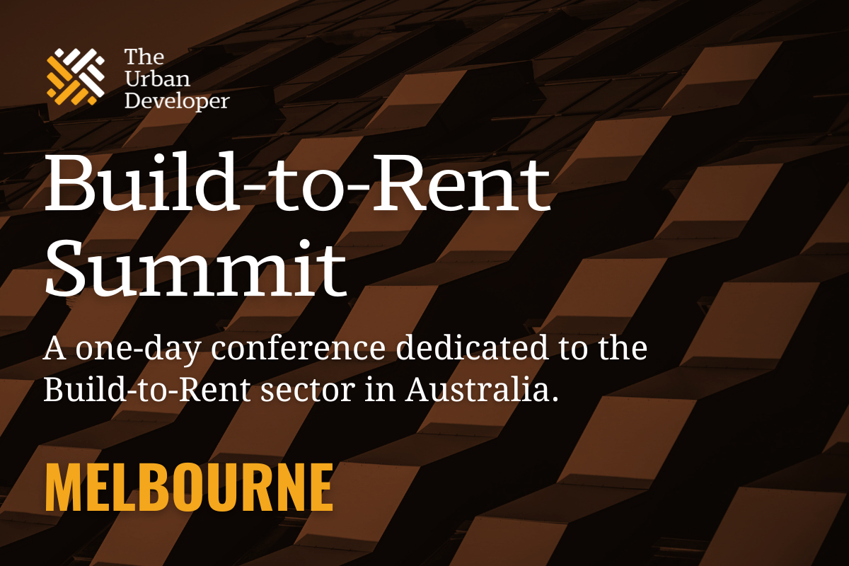 Event graphic for The Urban Developer Build-to-Rent Summit in Melbourne, Australia.