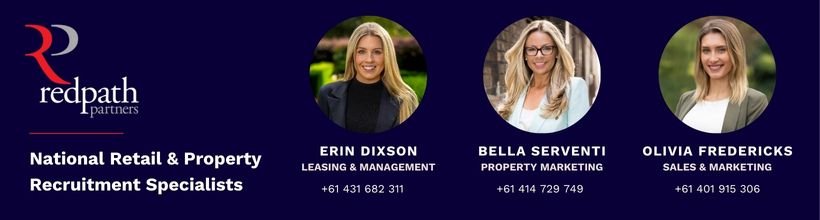 Redpath Partners recruitment team: three professionals with names, roles, and phone numbers on a dark blue background.