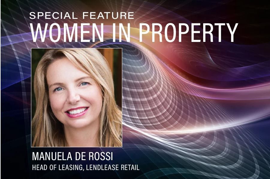 A professional headshot of Manuela De Rossi, Head of Leasing at Lendlease Retail, over an abstract, glowing background.
