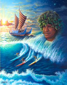 Surfers gathered in the water honoring Eddie Aikau