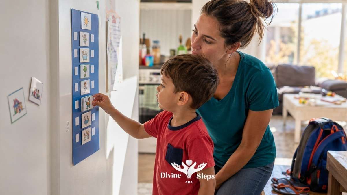 child-pointing-to-aba-therapy-summer-break-visual-schedule