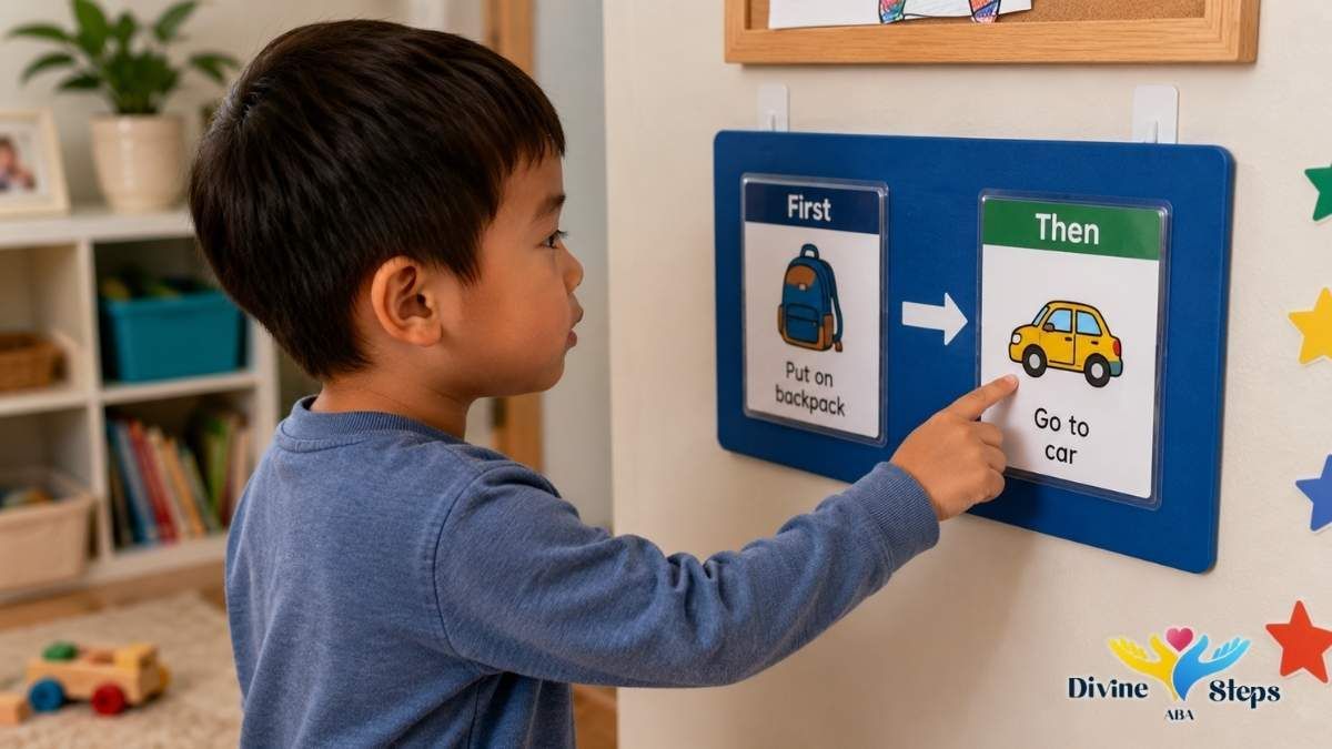 child-using-a-first-then-visual-schedule-board-at-home