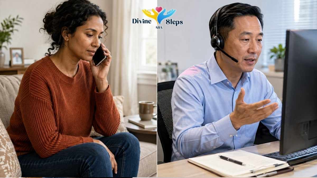 mom-on-phone-with-aba-intake-coordinator-split-screen