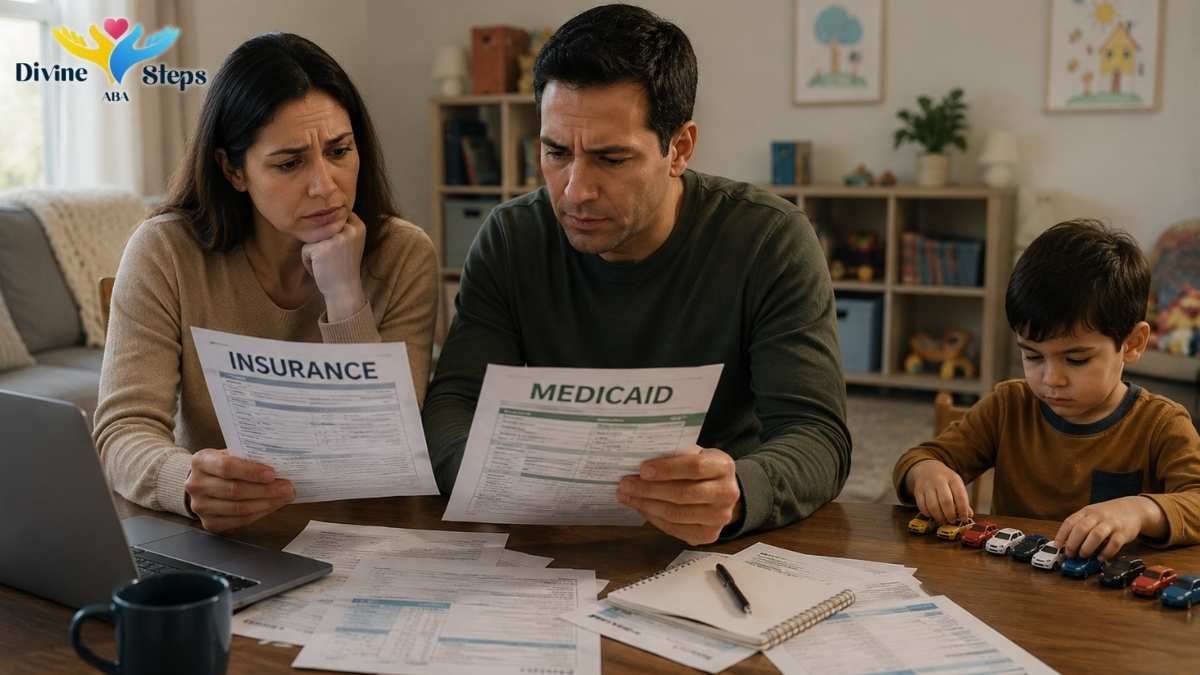 parents-reviewing-insurance-and-medicaid-forms-at-home