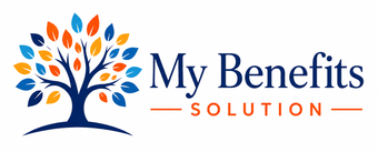 My Benefits Solution logo with stylized tree icon in blue, orange, and yellow