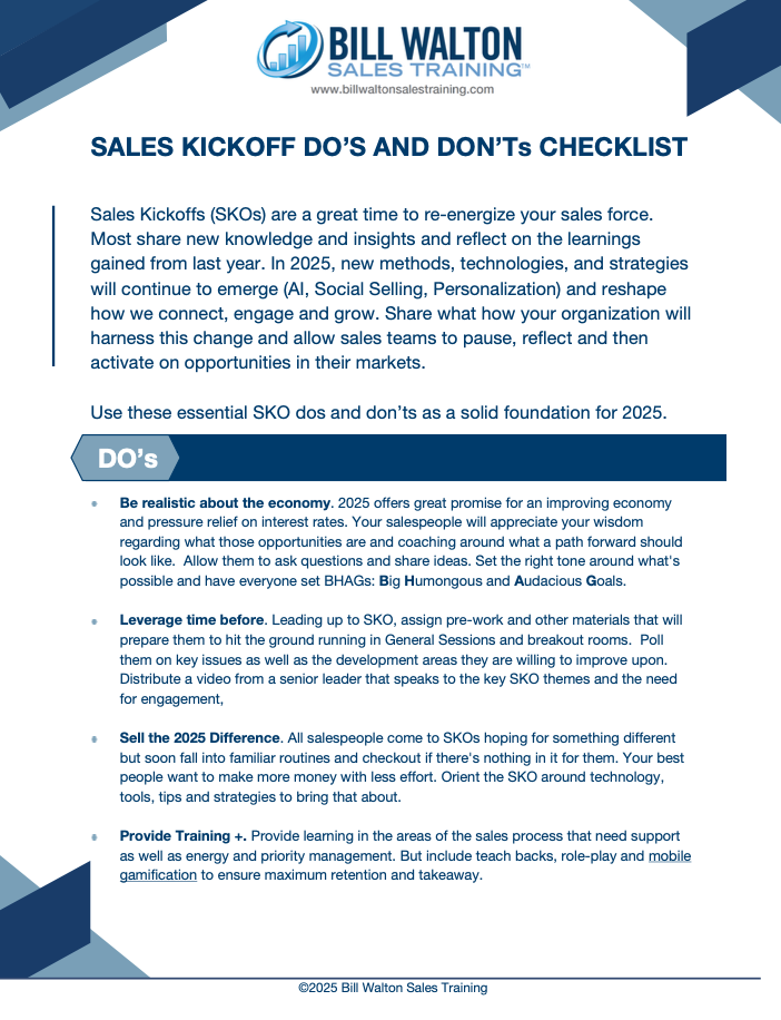 It is a sales kickoff do 's and don 'ts checklist.