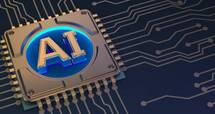 A close up of a computer chip with the word ai on it.