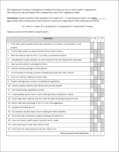 Negotiation Skills Assessment