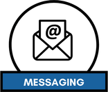 A black and white icon of an envelope with an @ sign on it.