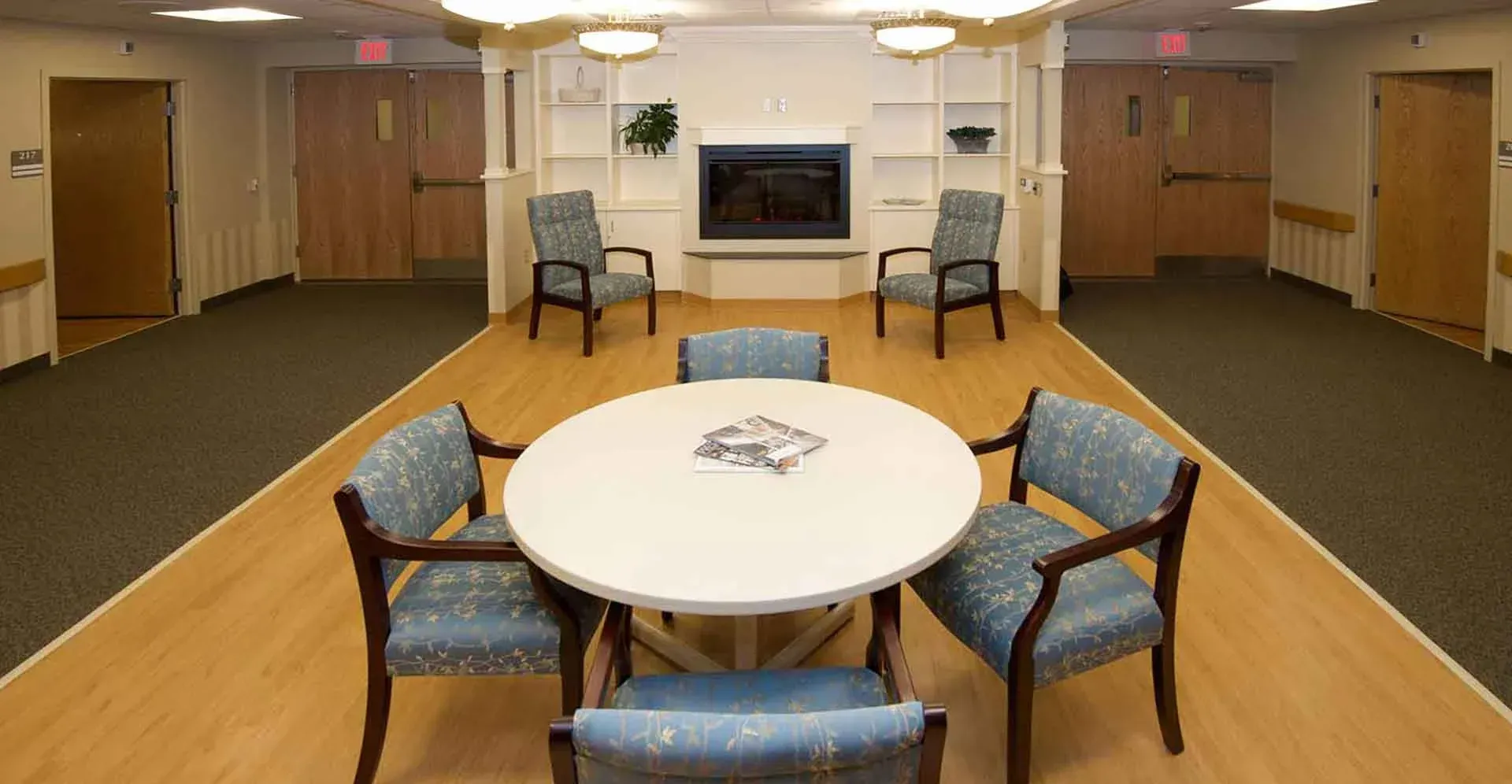 Mary-Wade-Skilled-Nurse-Facility-Gathering-Area-And-Fireplace