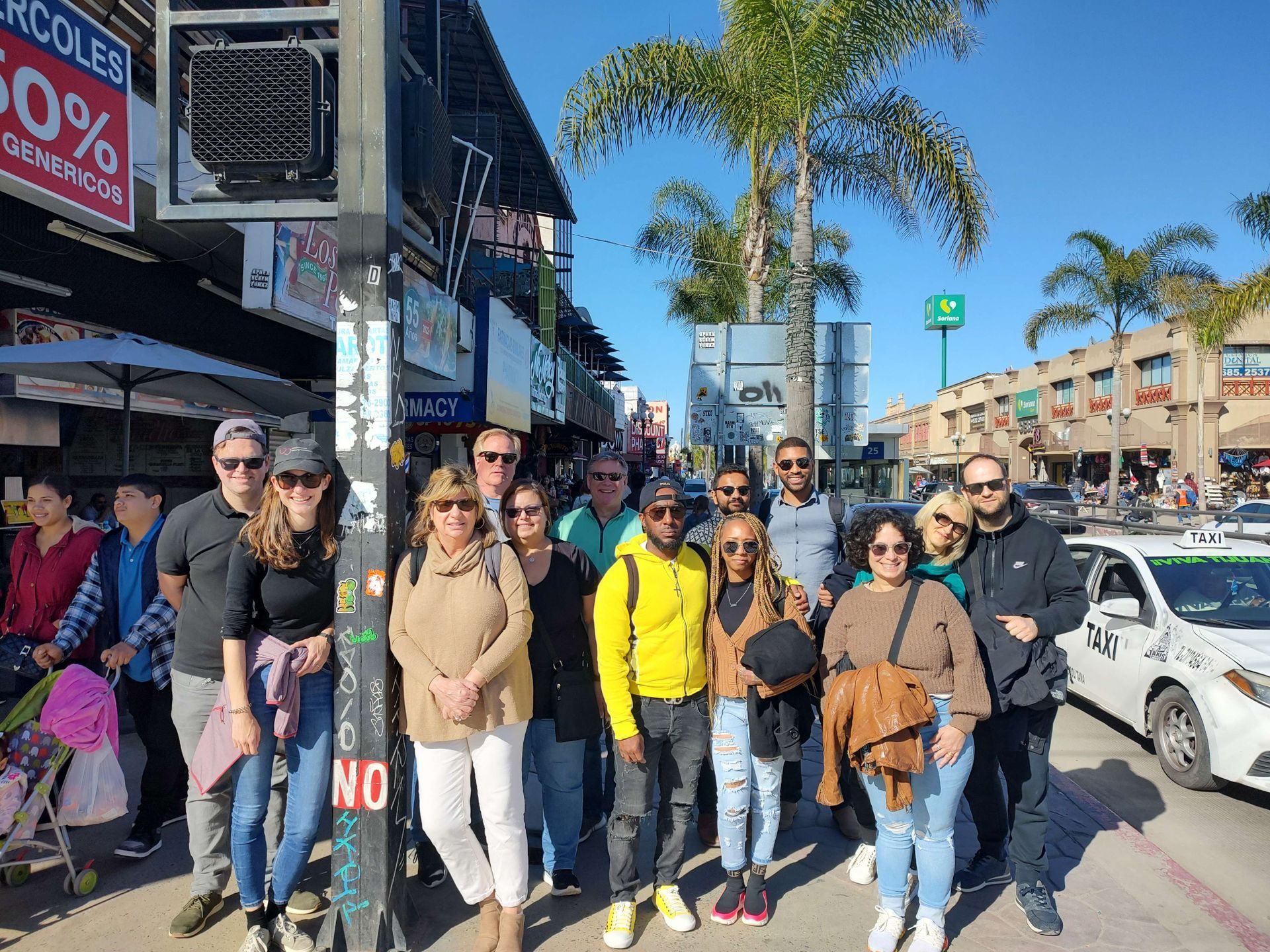 Group of travelers visiting tijuana