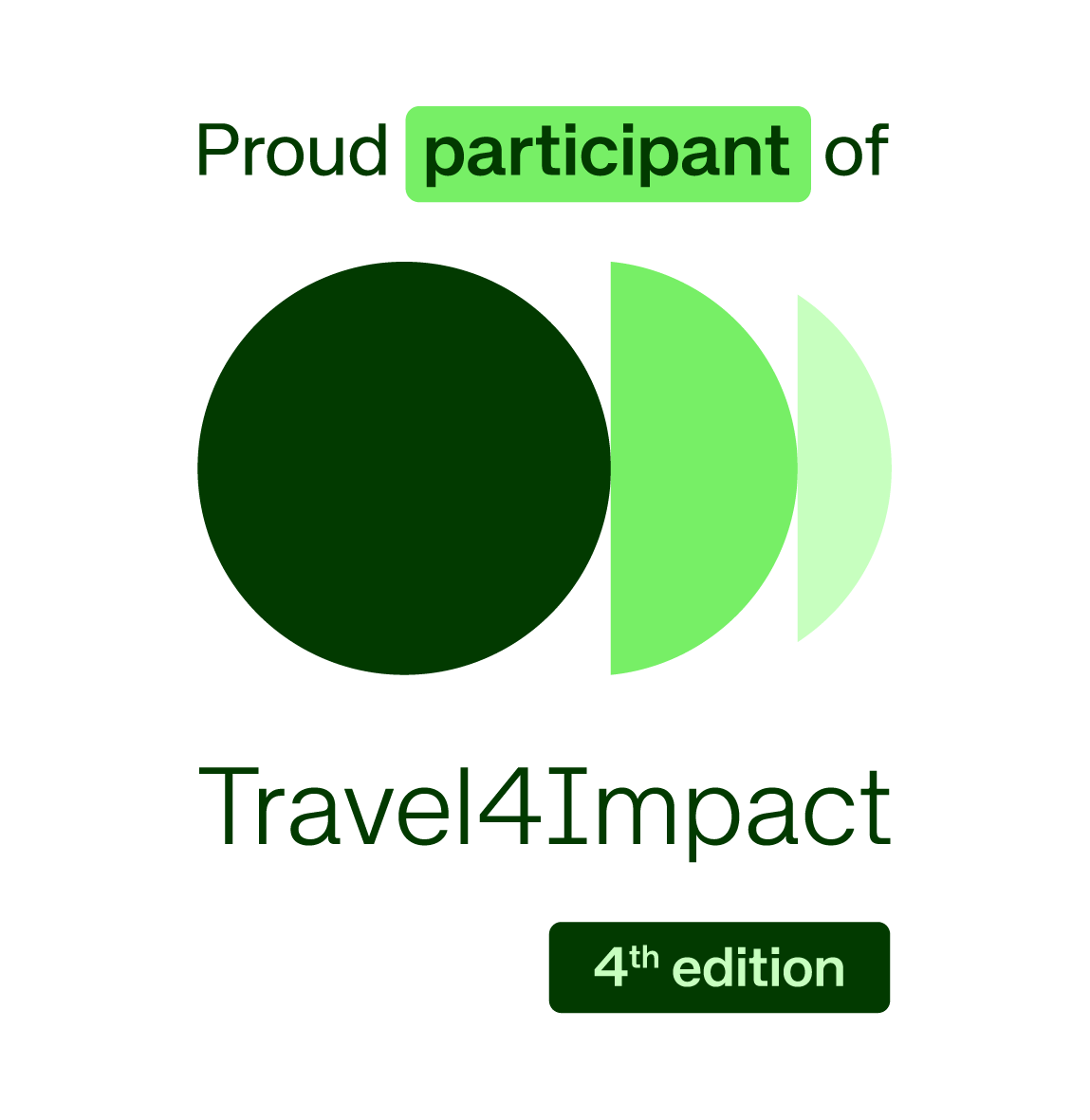 Proud participant of Travel4Impact, 4th edition logo in green and black