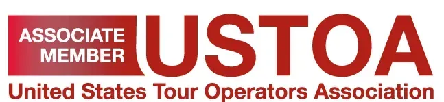 Logo for ASTOA, United States Tour Operators Association, with “Associate Member” badge and red text.
