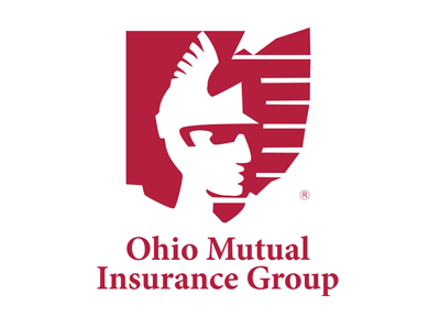 Ohio Mutual Insurance Group logo: Red shield with a helmeted figure, and company name below.