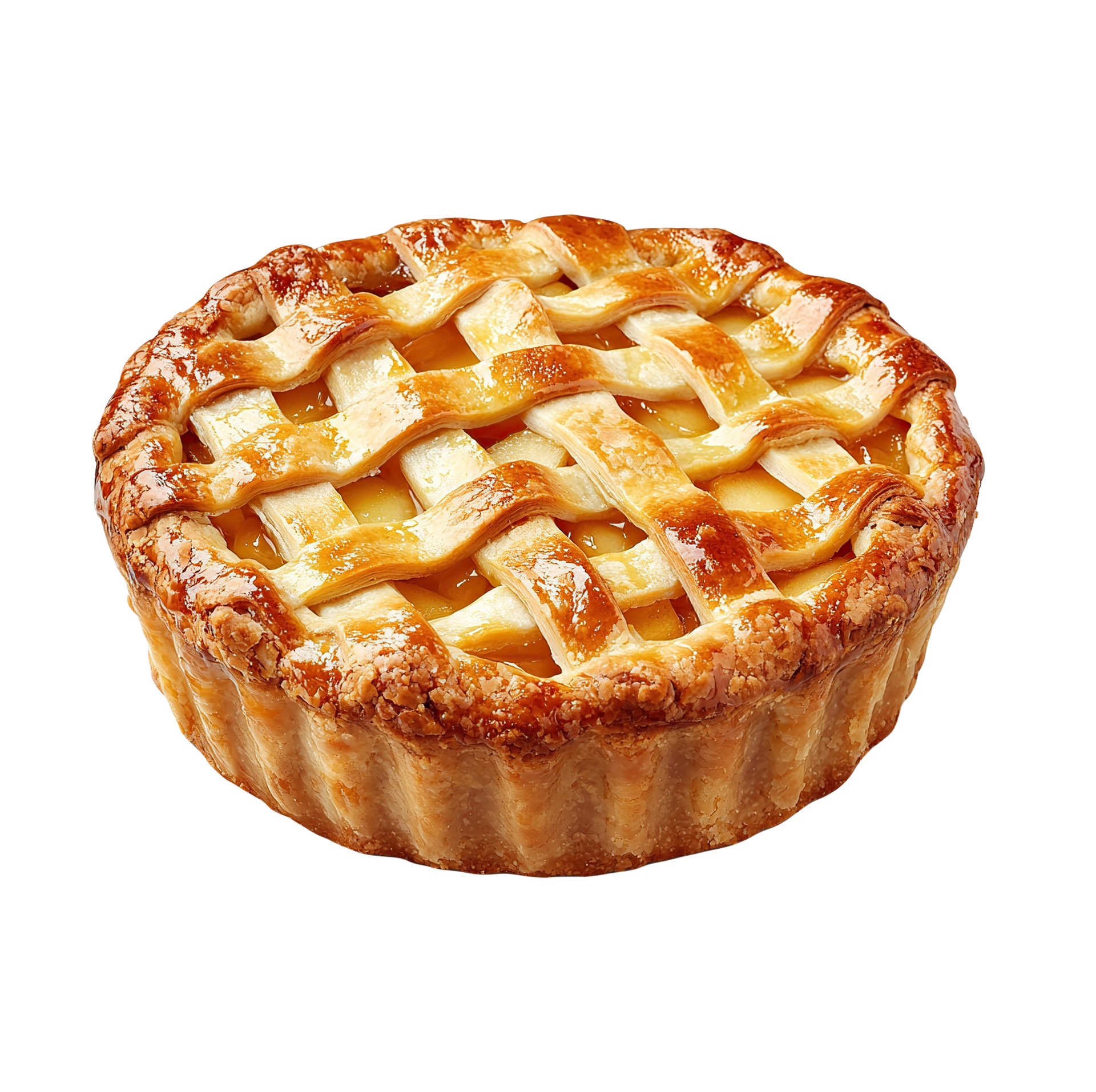 Apple lattice tart on a white background