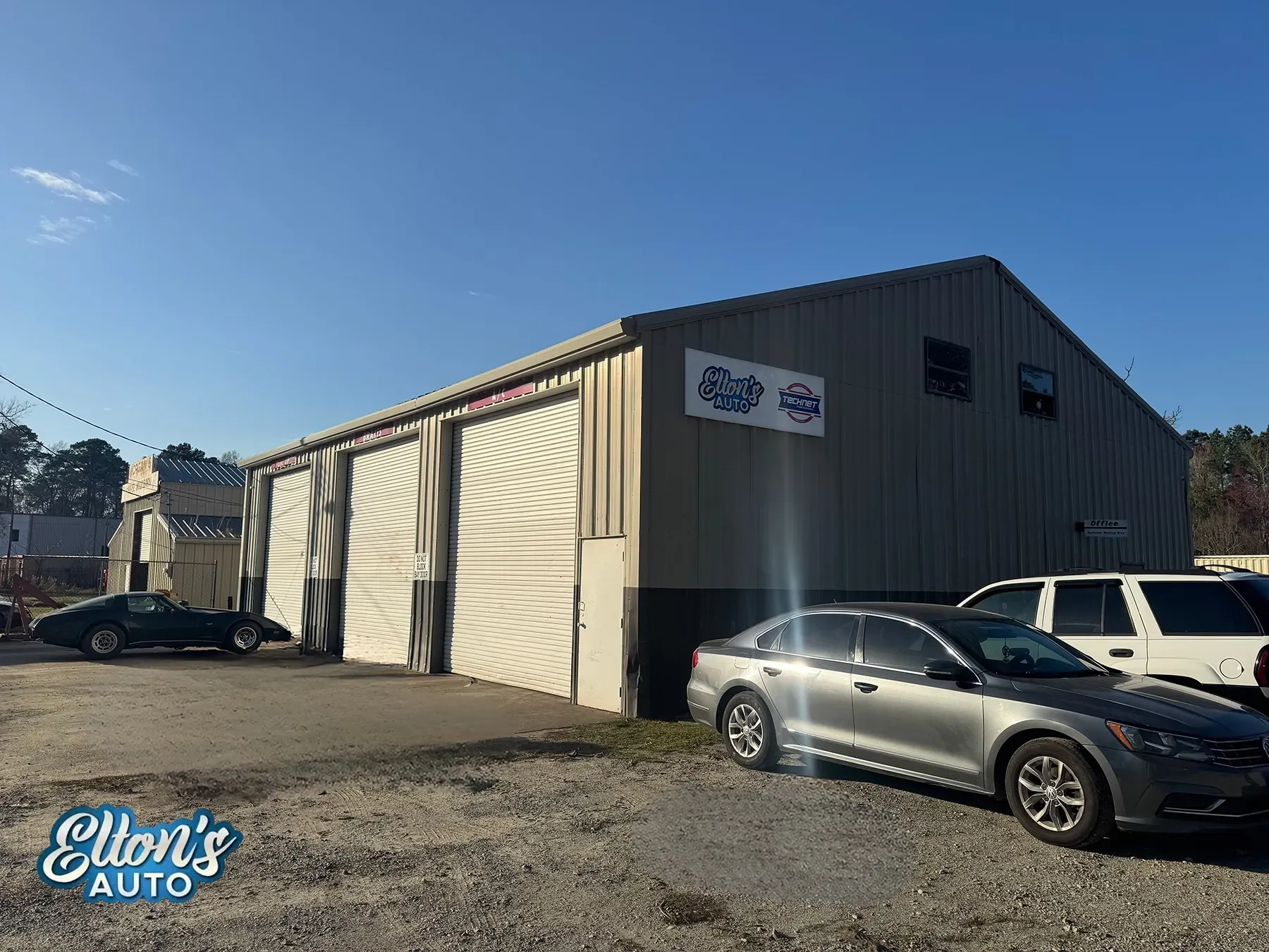 Parking lot outside of our shop in Bloomingdale, GA | Elton's Auto