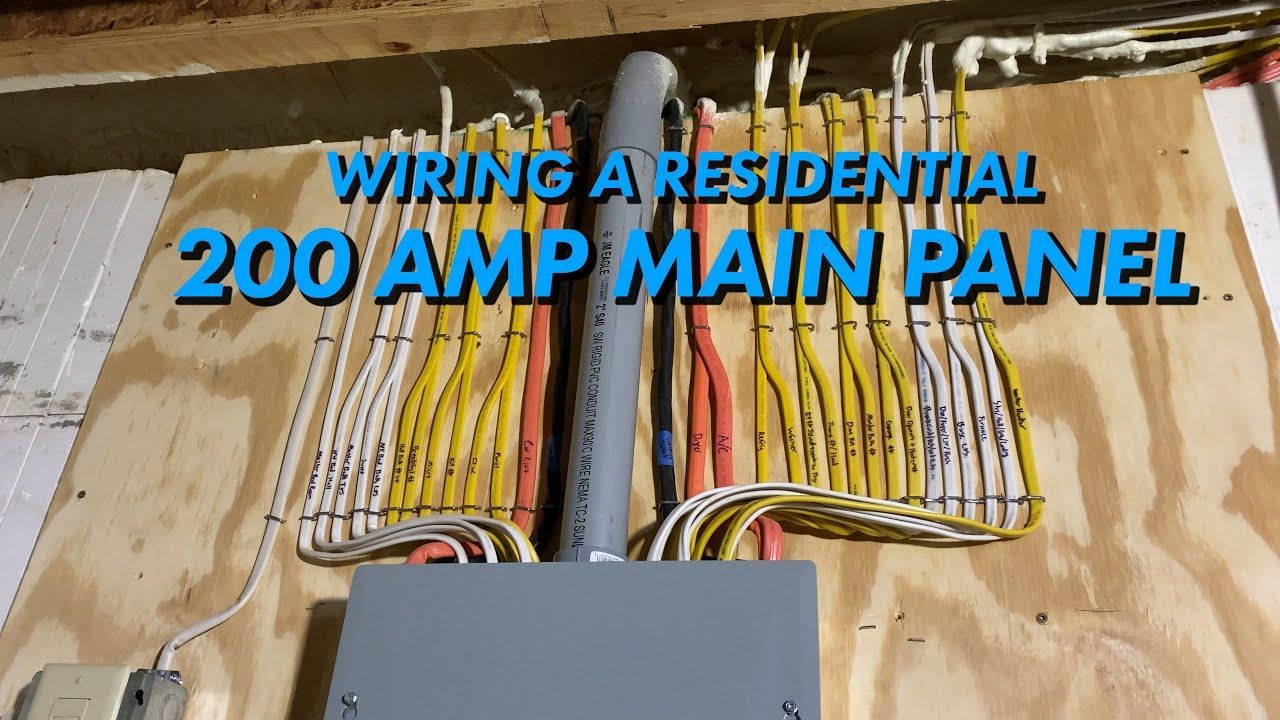 A picture of wiring a residential 200 amp main panel