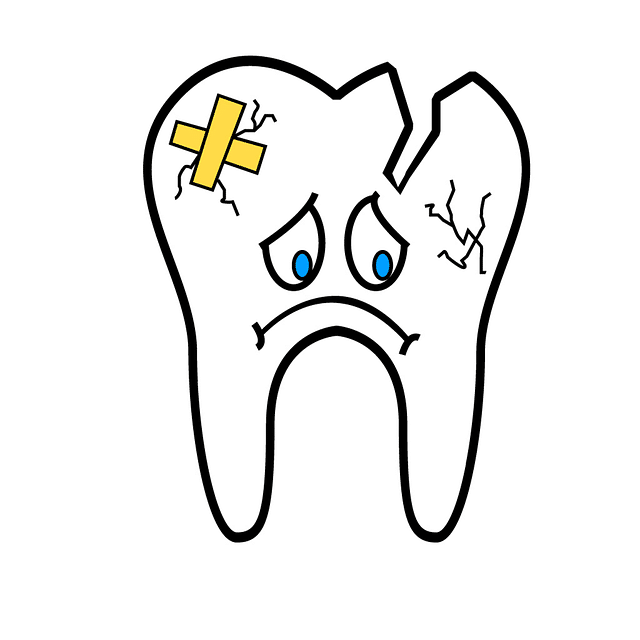 A tooth with a bandage on it and a sad face.