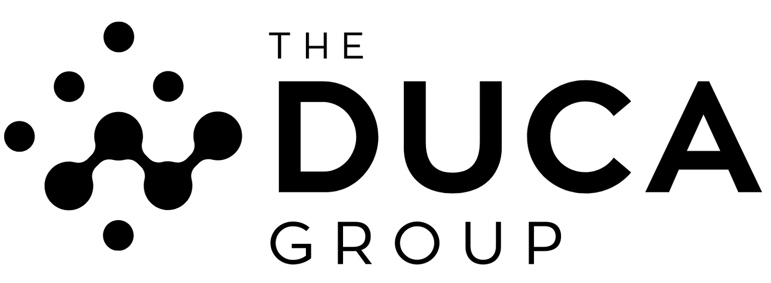 Logo for The Duca Group: Geometric shape with 