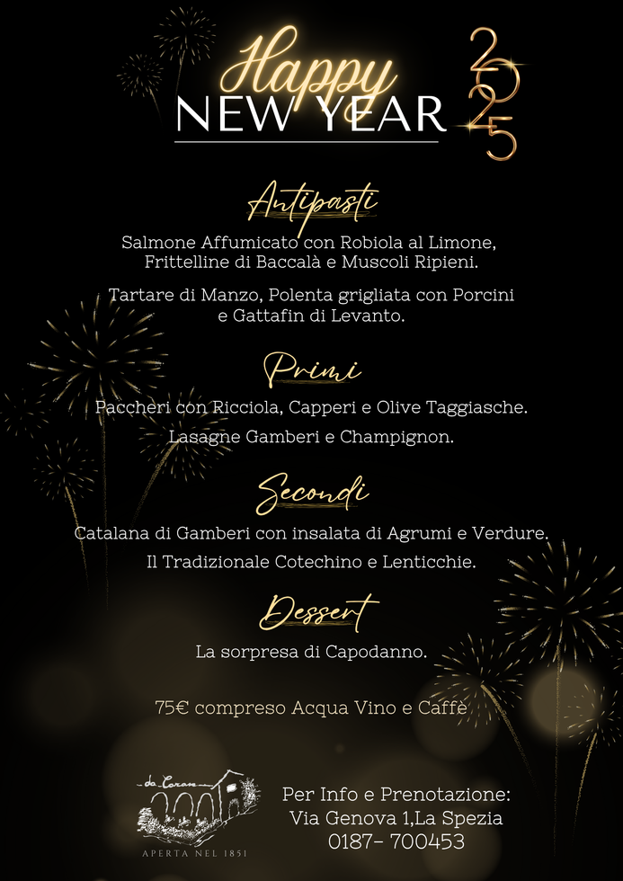 menù di capodanno 2025 Osteria da Caran