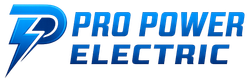 Logo for Pro Power Electric, with a blue "P" incorporating a lightning bolt and company name in blue.