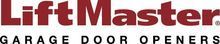 A red logo for lift master garage door openers on a white background.