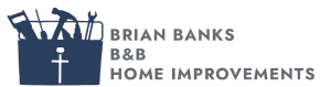 Brian Banks B&B Home Improvements logo with blue toolbox and gray text