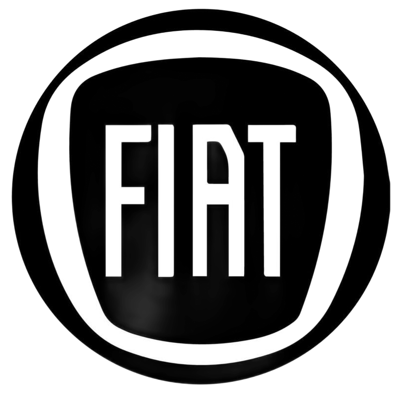 Logo FIAT in bianco e nero all'interno di un emblema ovale.