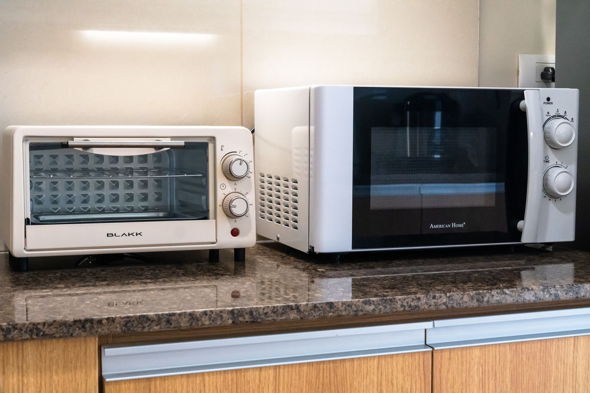 Mini Toaster and Microwave in a kitchen