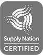 The logo for supply nation certified is gray and white.