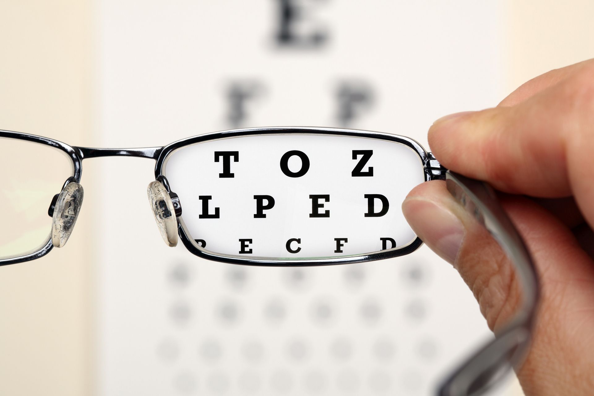 Glasses and eye exam chart