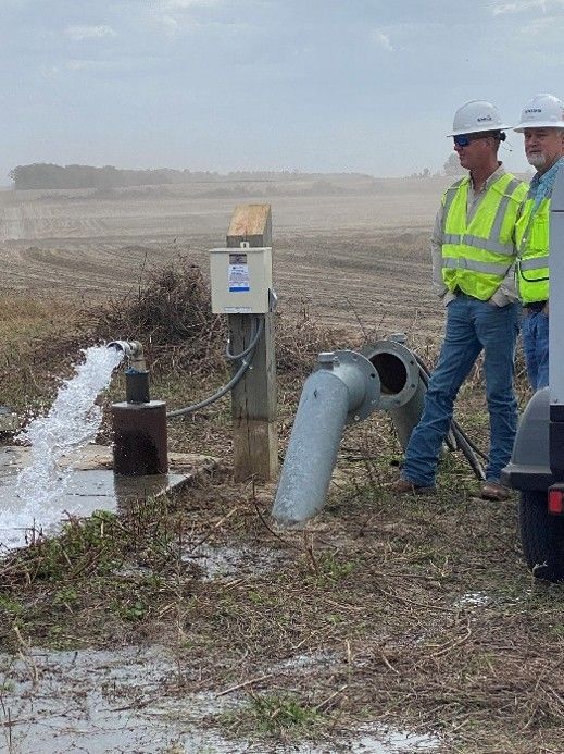 Well pump installation at local solar site converted 12” agricultural well for dust mitigation and fire protection Well pump installation at local solar site converted 12” agricultural well for dust mitigation and fire protection