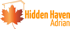 Hidden Haven Adrian logo with orange maple leaf and house roof outline