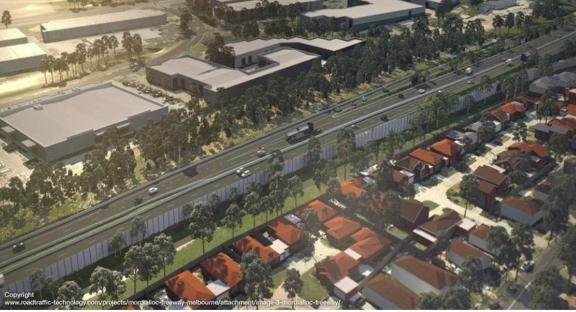 Aerial shot of the Mordialloc Freeway
