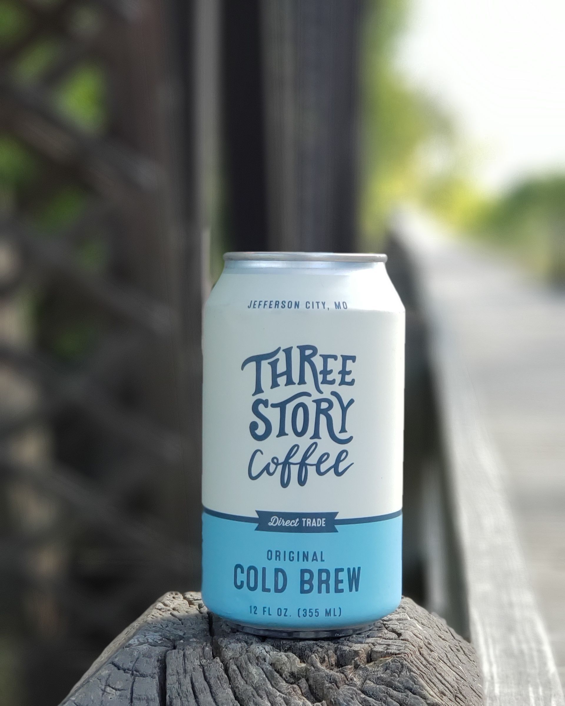 Canned Cold Brew Made By Three Story Coffee, a Local Coffee Shop in Jefferson City, MO.