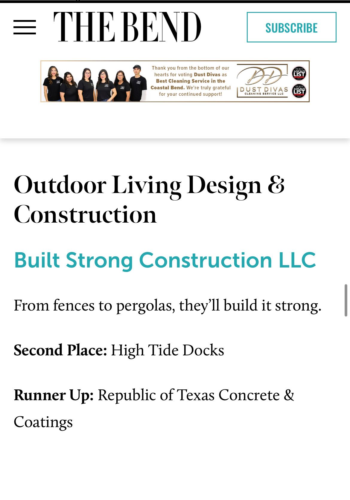 Outdoor Living Design & Construction article featuring Built Strong Construction LLC, High Tide Docks.
