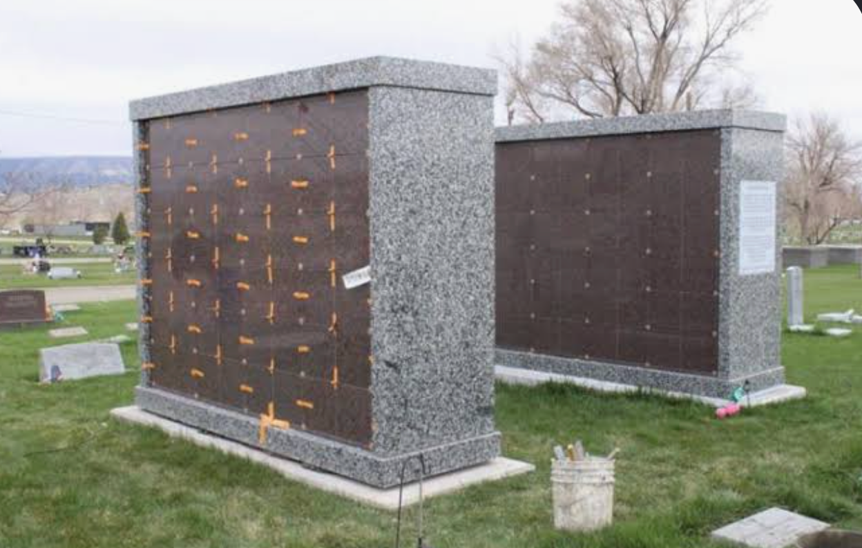Peaceful cemetery landscape at sunset in Wyoming.