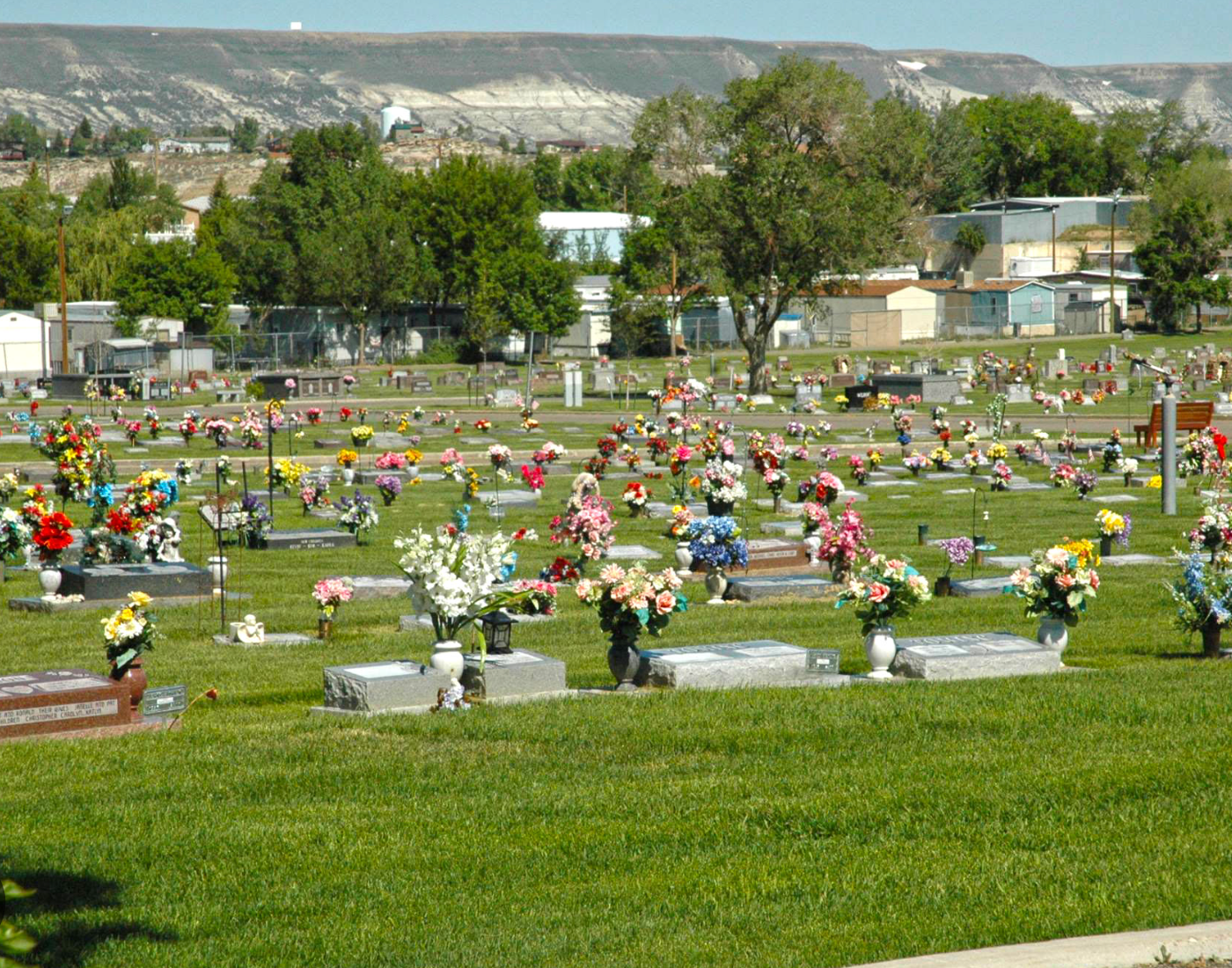 Peaceful cemetery landscape in Sweetwater County, Wyoming