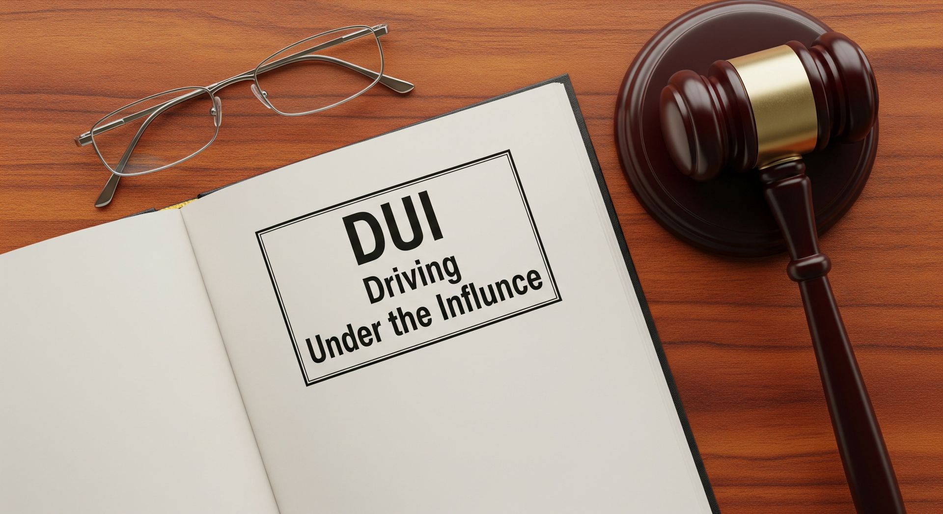DUI law book and gavel symbolize legal consequences for driving under the influence.