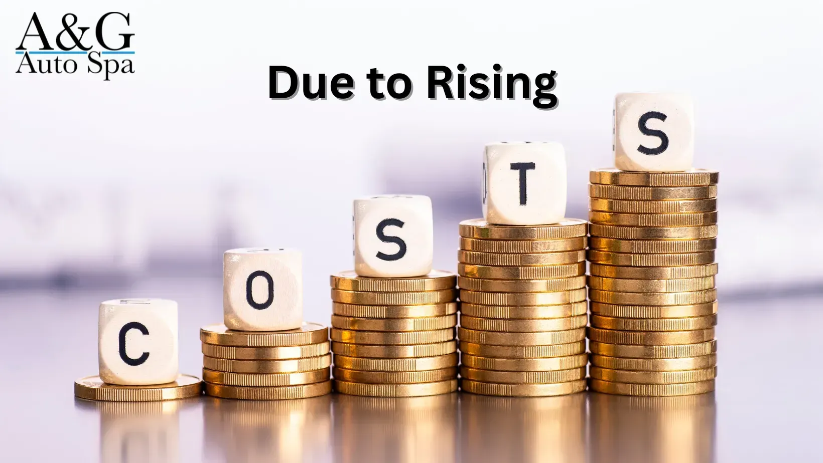 A stack of coins with the words `` due to rising costs '' written on them.