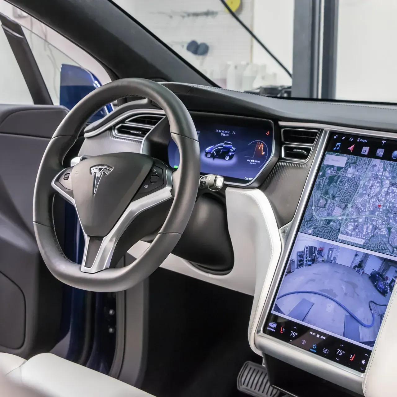 The interior of a tesla model s car