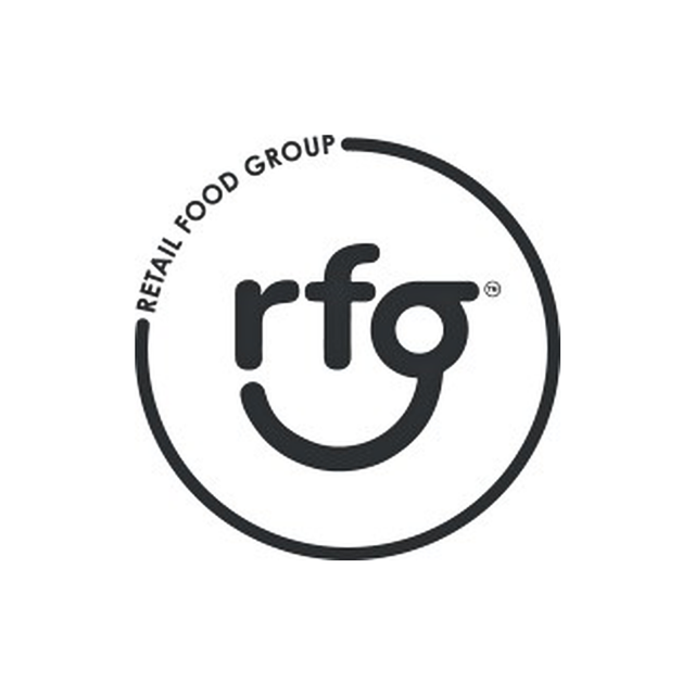 RFG Retail Food Group logo in black with a circular smile design on a white background