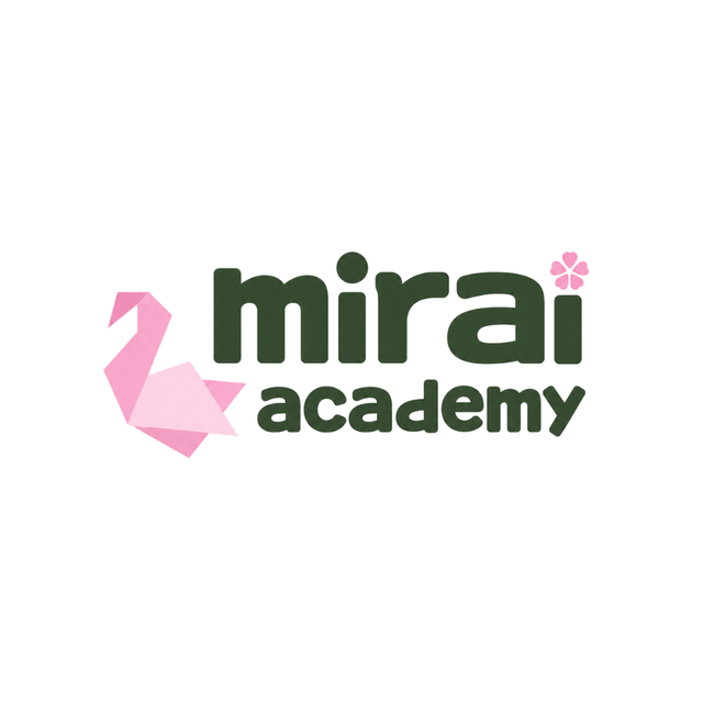 Mira Academy logo with dark green text and a pink geometric bird icon