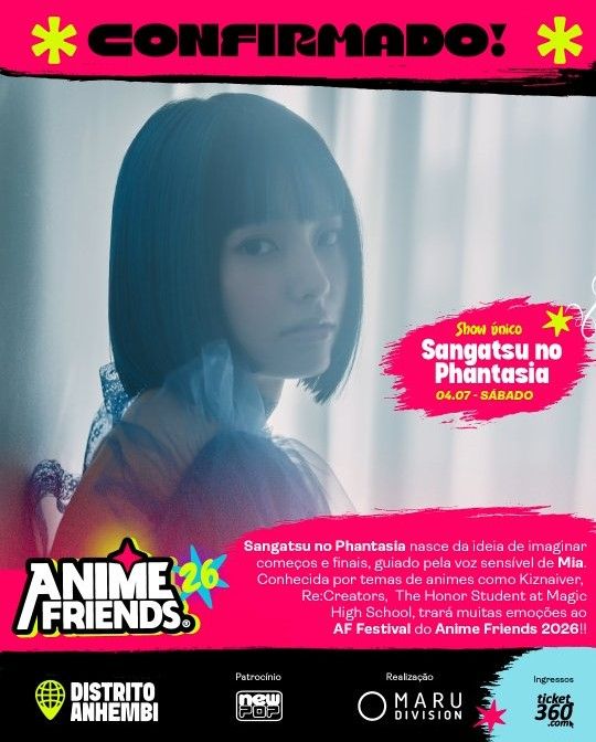 Sangatsu no Phantasia estreia no Anime Friends 2026 e abre sábado