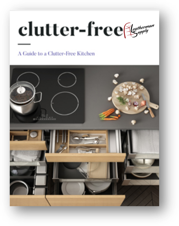 Book cover: “clutter-free,” showing a modern kitchen with organized drawers and cookware.