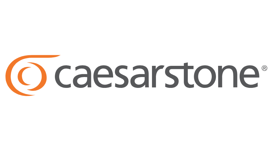 Caesarstone logo with orange icon and gray wordmark on a white background